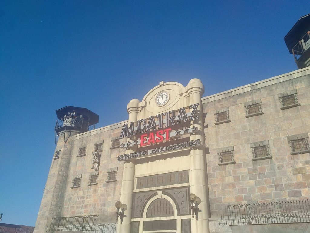 The prison-style building of Alcatraz East Crime Museum in Pigeon Forge